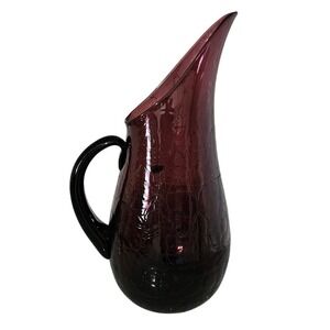 Blenko #939P Amethyst Crackle Glass Pitcher